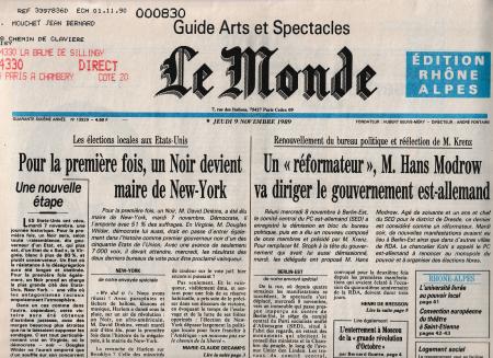 Journal de naissance LE MONDE 1989