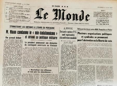 Journal de naissance LE MONDE 1969