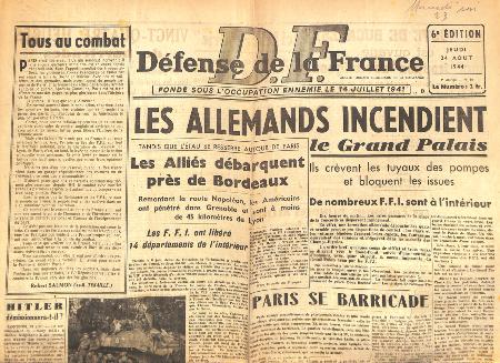 Journal Défense de la France 24/08/1944