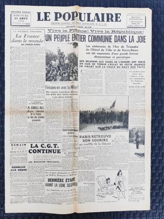 Journal le populaire 27/08/1944