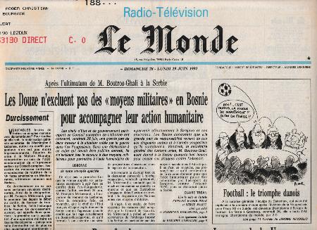 Journal de naissance LE MONDE 1992