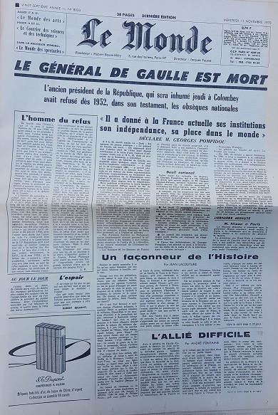 Journal le monde du 11/11/1970