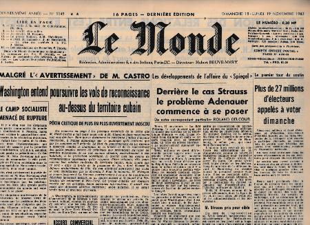 Journal de naissance LE MONDE 1962