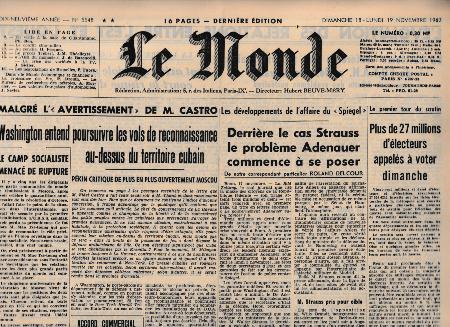 Journal de naissance LE MONDE 1962