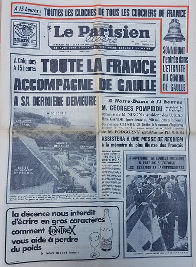 Journal le Parisien libéré 12/11/1970