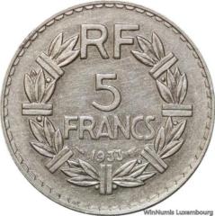 Pièce anniversaire 5 francs 1933