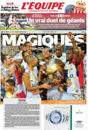 2013 | Journal l'équipe 23 septembre 