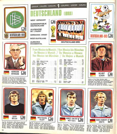 Album PANINI 1974 coupe du monde en ALLEMAGNE.