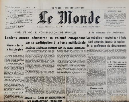 Journal de naissance LE MONDE 1963
