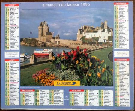 Calendrier année de naissance 1996