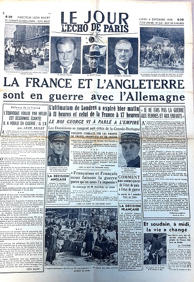 Journal l'écho de Paris 4/09/1939