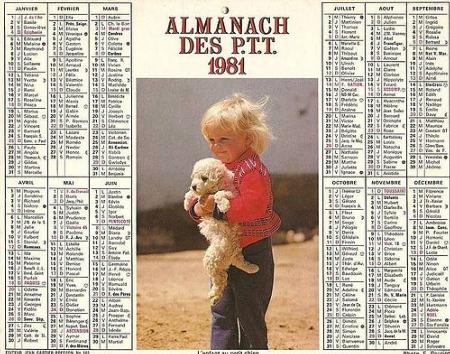 Calendrier anniversaire 1981