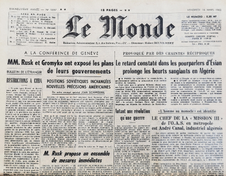 Journal de naissance LE MONDE 1962