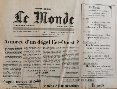 Journal de naissance LE MONDE 1984