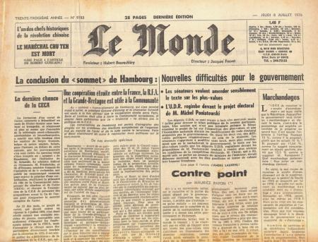 Journal de naissance LE MONDE 1976