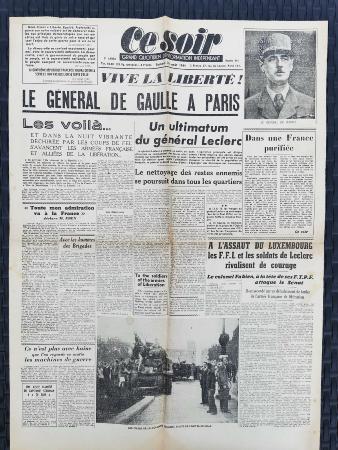Journal Ce Soir 26/08/1944