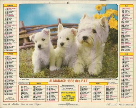 Calendrier année de naissance 1985