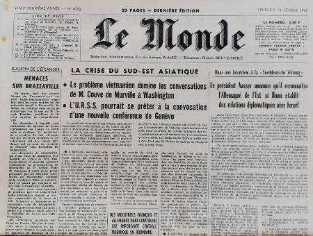 Journal de naissance LE MONDE 1965