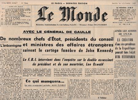 Journal le Monde 26/11/1963