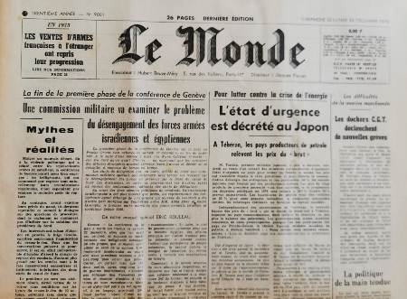 Journal du jour de naissance le monde 1973