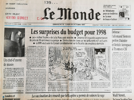 Journal de naissance LE MONDE 1997