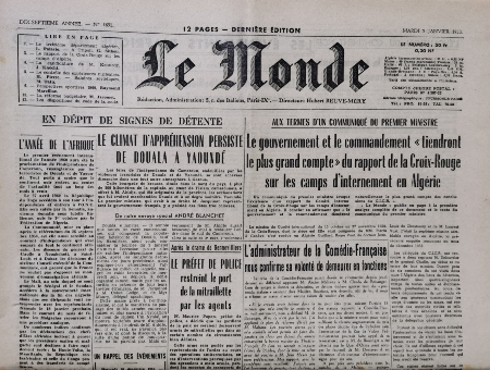 Journal de naissance 1960 LE MONDE 