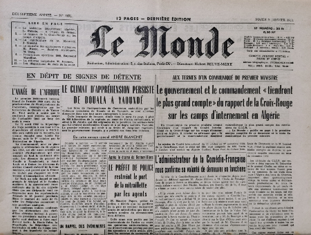 Journal de naissance 1960 LE MONDE 