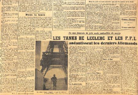 Journal Franc Tireur 25/08/1944