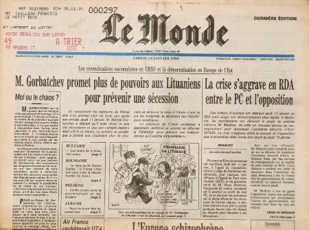 Journal original LE MONDE 13 janvier 1990