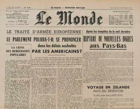 Journal le monde en 1953