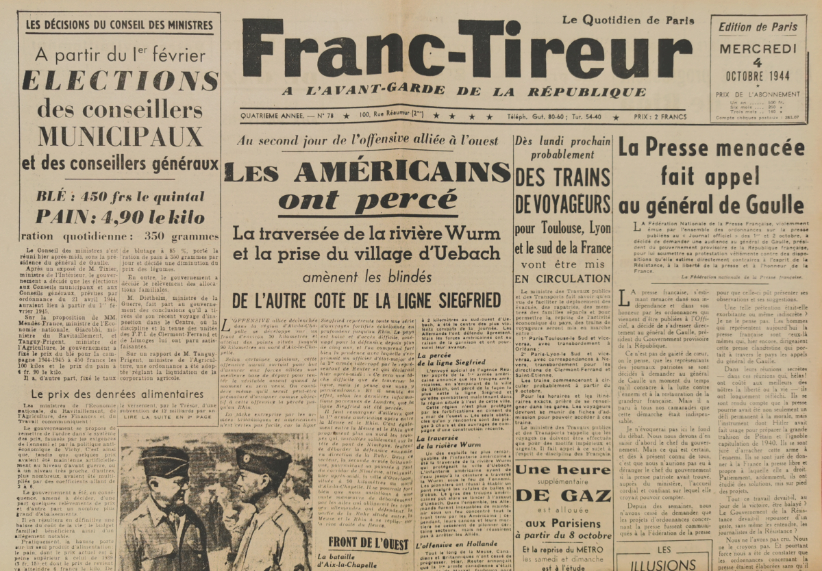 journal 1944 Franc tireur