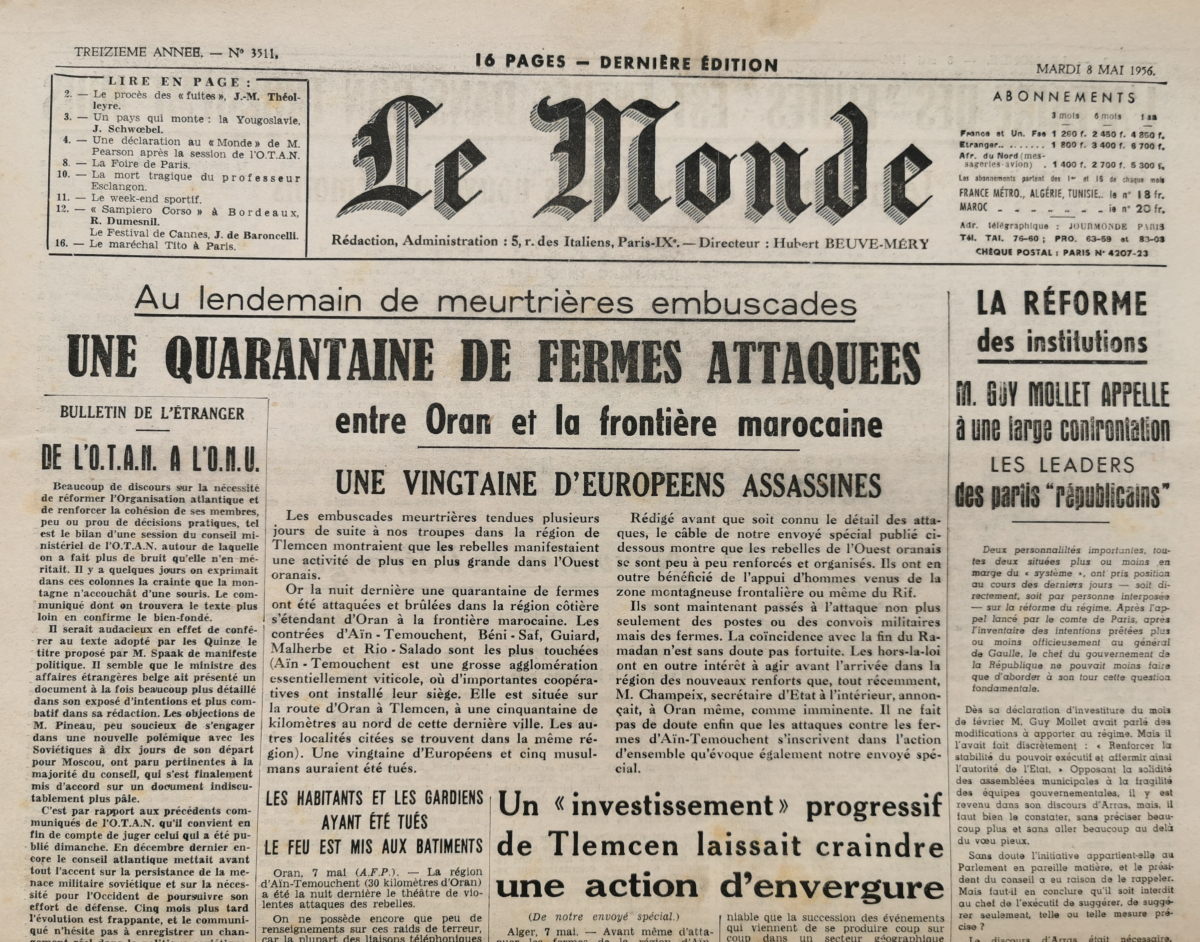 Journal le monde 1956